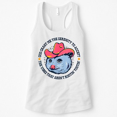 Accept The Vibes That Arent Rootin Tootin Funny Opossum Womens Tank Top