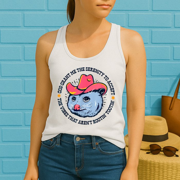 Accept The Vibes That Arent Rootin Tootin Funny Opossum Womens Tank Top