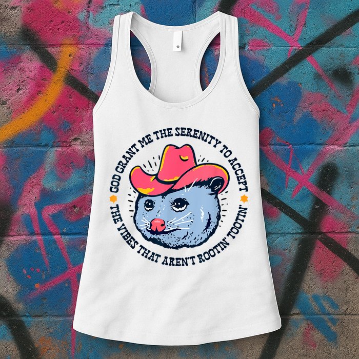 Accept The Vibes That Arent Rootin Tootin Funny Opossum Womens Tank Top
