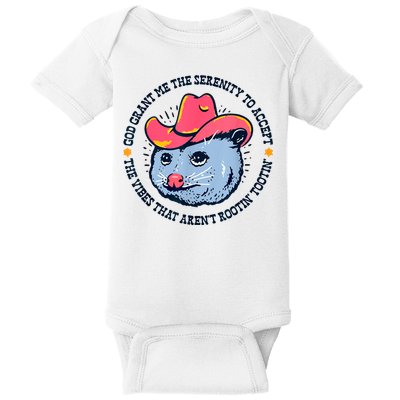 Accept The Vibes That Arent Rootin Tootin Funny Opossum Baby Bodysuit