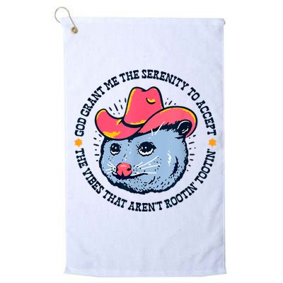 Accept The Vibes That Arent Rootin Tootin Funny Opossum Golf Towel