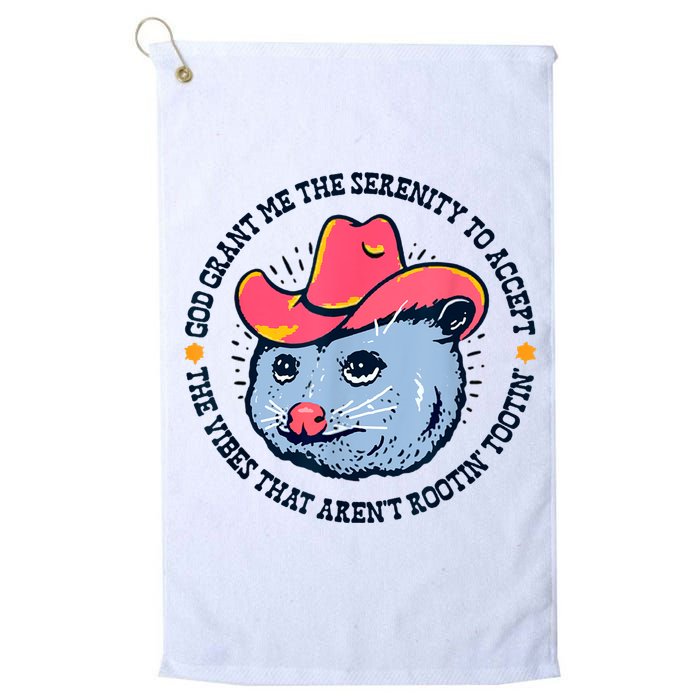 Accept The Vibes That Arent Rootin Tootin Funny Opossum Golf Towel