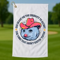 Accept The Vibes That Arent Rootin Tootin Funny Opossum Golf Towel