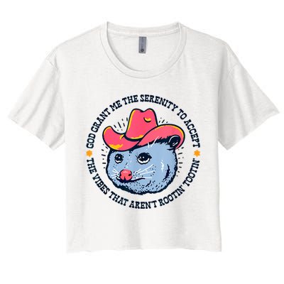 Accept The Vibes That Arent Rootin Tootin Funny Opossum Crop Top