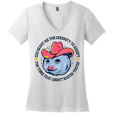 Accept The Vibes That Arent Rootin Tootin Funny Opossum Women's V-Neck T-Shirt