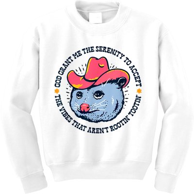 Accept The Vibes That Arent Rootin Tootin Funny Opossum Kids Sweatshirt