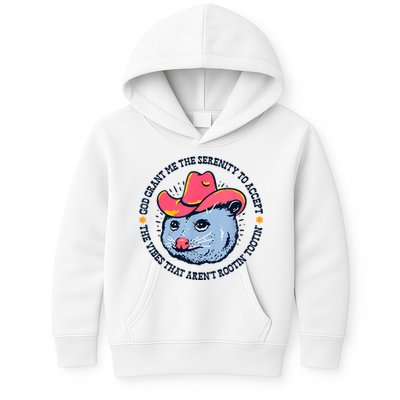 Accept The Vibes That Arent Rootin Tootin Funny Opossum Kids Hoodie