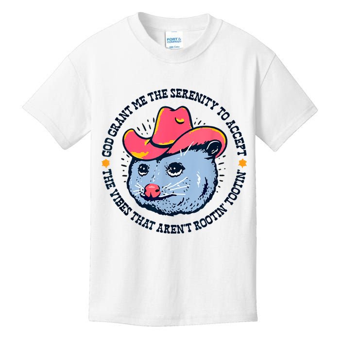 Accept The Vibes That Arent Rootin Tootin Funny Opossum Kids T-Shirt