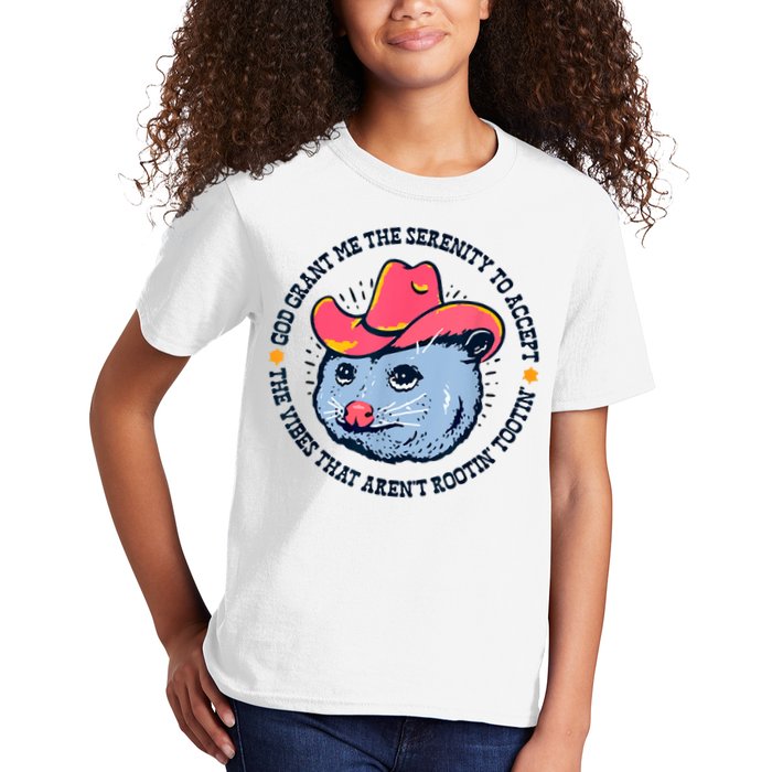 Accept The Vibes That Arent Rootin Tootin Funny Opossum Kids T-Shirt
