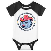 Accept The Vibes That Arent Rootin Tootin Funny Opossum Infant Baby Jersey Bodysuit