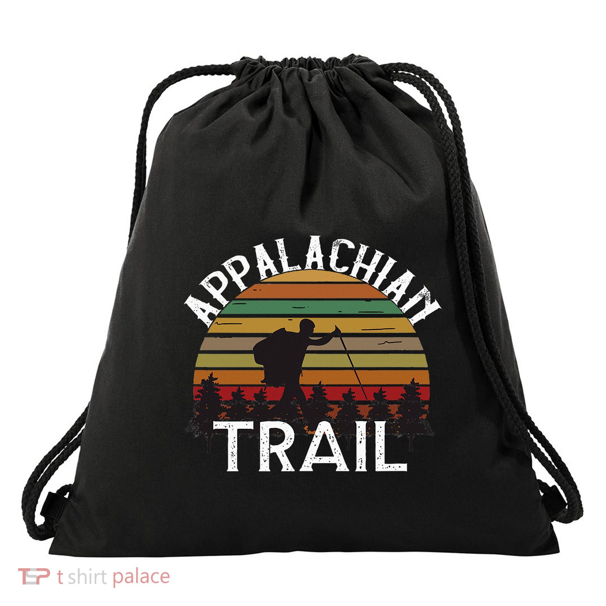 Appalachian Trail Vintage Hiking Mountains Drawstring Bag