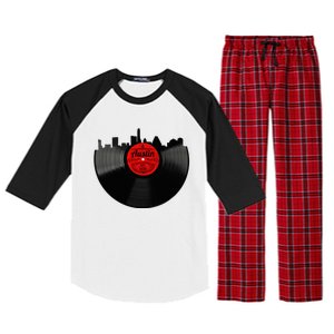 Austin Texas Vinyl Record Musical Gift Retro Austin Skyline Raglan Sleeve Pajama Set