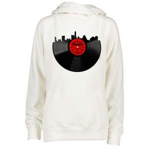 Austin Texas Vinyl Record Musical Gift Retro Austin Skyline Womens Funnel Neck Pullover Hood