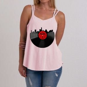 Austin Texas Vinyl Record Musical Gift Retro Austin Skyline Women's Strappy Tank