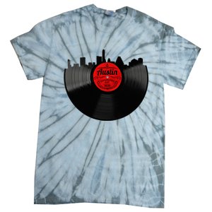 Austin Texas Vinyl Record Musical Gift Retro Austin Skyline Tie-Dye T-Shirt