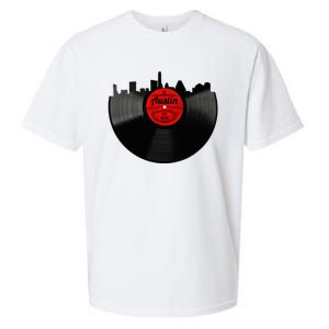 Austin Texas Vinyl Record Musical Gift Retro Austin Skyline Sueded Cloud Jersey T-Shirt