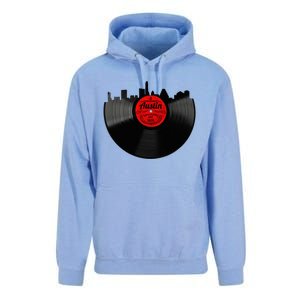 Austin Texas Vinyl Record Musical Gift Retro Austin Skyline Unisex Surf Hoodie