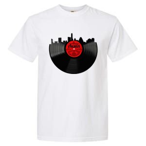 Austin Texas Vinyl Record Musical Gift Retro Austin Skyline Garment-Dyed Heavyweight T-Shirt