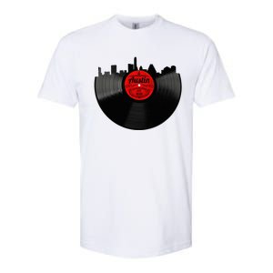 Austin Texas Vinyl Record Musical Gift Retro Austin Skyline Softstyle CVC T-Shirt