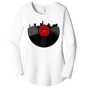 Austin Texas Vinyl Record Musical Gift Retro Austin Skyline Women's Perfect Tri Tunic Long Sleeve Shirt