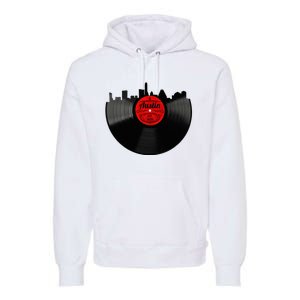 Austin Texas Vinyl Record Musical Gift Retro Austin Skyline Premium Hoodie