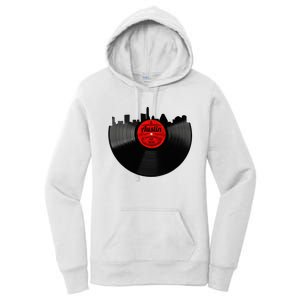 Austin Texas Vinyl Record Musical Gift Retro Austin Skyline Women's Pullover Hoodie