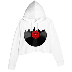 Austin Texas Vinyl Record Musical Gift Retro Austin Skyline Crop Fleece Hoodie