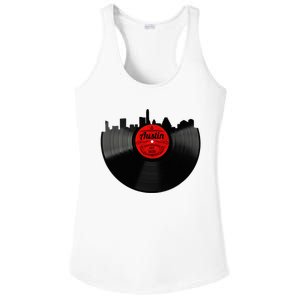 Austin Texas Vinyl Record Musical Gift Retro Austin Skyline Ladies PosiCharge Competitor Racerback Tank