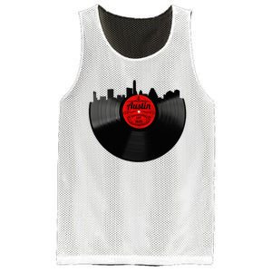 Austin Texas Vinyl Record Musical Gift Retro Austin Skyline Mesh Reversible Basketball Jersey Tank