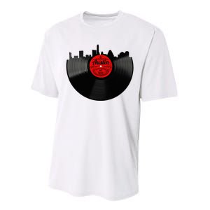 Austin Texas Vinyl Record Musical Gift Retro Austin Skyline Performance Sprint T-Shirt