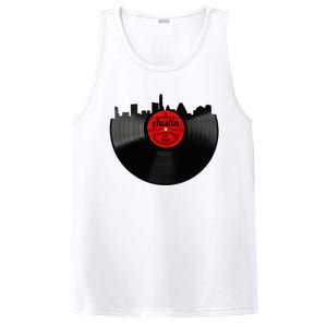 Austin Texas Vinyl Record Musical Gift Retro Austin Skyline PosiCharge Competitor Tank