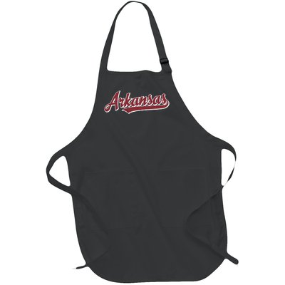 Arkansas T Vintage Sports Design Retro Script Full-Length Apron With Pockets