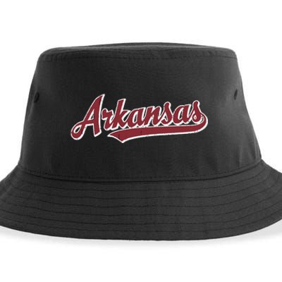 Arkansas T Vintage Sports Design Retro Script Sustainable Bucket Hat