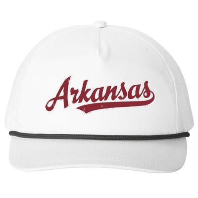 Arkansas T Vintage Sports Design Retro Script Snapback Five-Panel Rope Hat