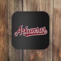 Arkansas T Vintage Sports Design Retro Script Coaster