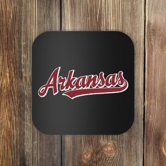 Arkansas T Vintage Sports Design Retro Script Coaster