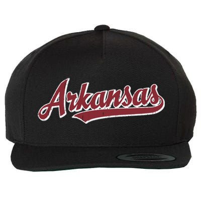 Arkansas T Vintage Sports Design Retro Script Wool Snapback Cap