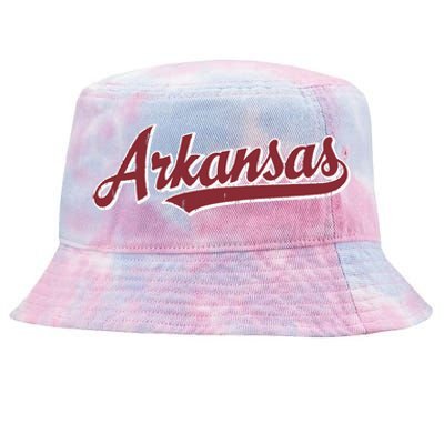 Arkansas T Vintage Sports Design Retro Script Tie-Dyed Bucket Hat