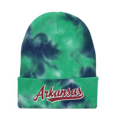 Arkansas T Vintage Sports Design Retro Script Tie Dye 12in Knit Beanie