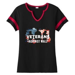 Anti Tim Walz Stolen Valor Veterans Against Walz Ladies Halftime Notch Neck Tee