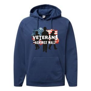 Anti Tim Walz Stolen Valor Veterans Against Walz Performance Fleece Hoodie