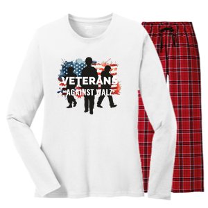 Anti Tim Walz Stolen Valor Veterans Against Walz Women's Long Sleeve Flannel Pajama Set 