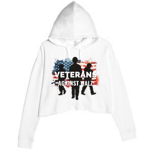 Anti Tim Walz Stolen Valor Veterans Against Walz Crop Fleece Hoodie