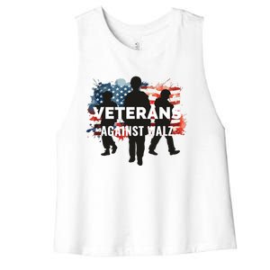 Anti Tim Walz Stolen Valor Veterans Against Walz Women's Racerback Cropped Tank