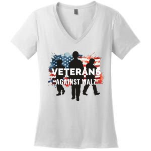 Anti Tim Walz Stolen Valor Veterans Against Walz Women's V-Neck T-Shirt