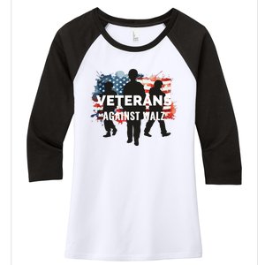 Anti Tim Walz Stolen Valor Veterans Against Walz Women's Tri-Blend 3/4-Sleeve Raglan Shirt