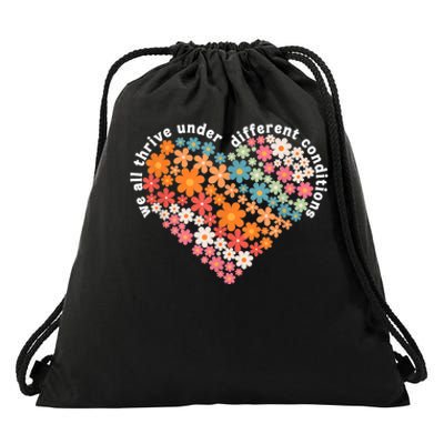 Autism Therapy We All Thrive Under Different Conditions Drawstring Bag