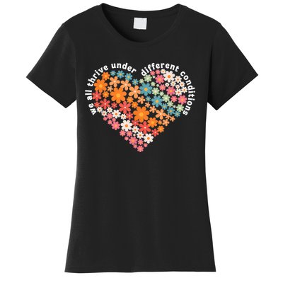 Autism Therapy We All Thrive Under Different Conditions Women's T-Shirt