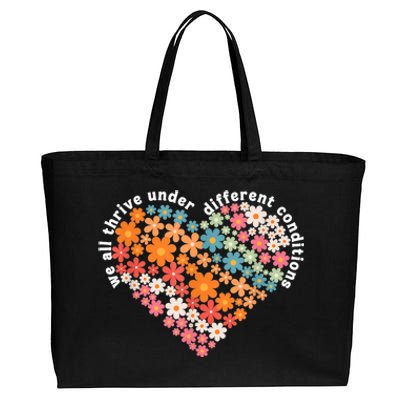 Autism Therapy We All Thrive Under Different Conditions Cotton Canvas Jumbo Tote