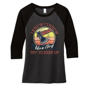 Axe Throwing Women Funny Hatchet Ax Women Lumberjack Women's Tri-Blend 3/4-Sleeve Raglan Shirt